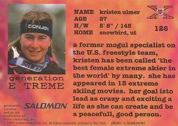 1994 Vision Generation Extreme #126 Kristen Ulmer Back